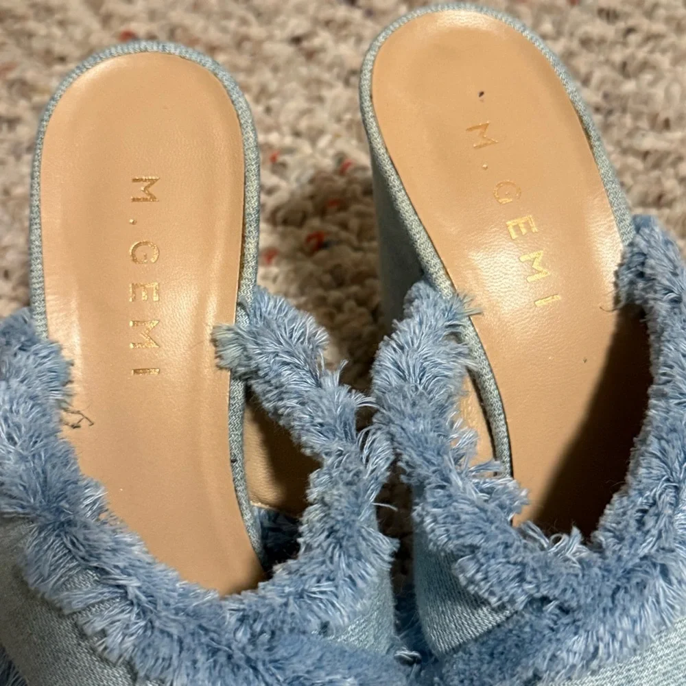 M. Gemi Denim Spezia Fray Mules Heel- Size 37 (7) - Picture 3 of 11